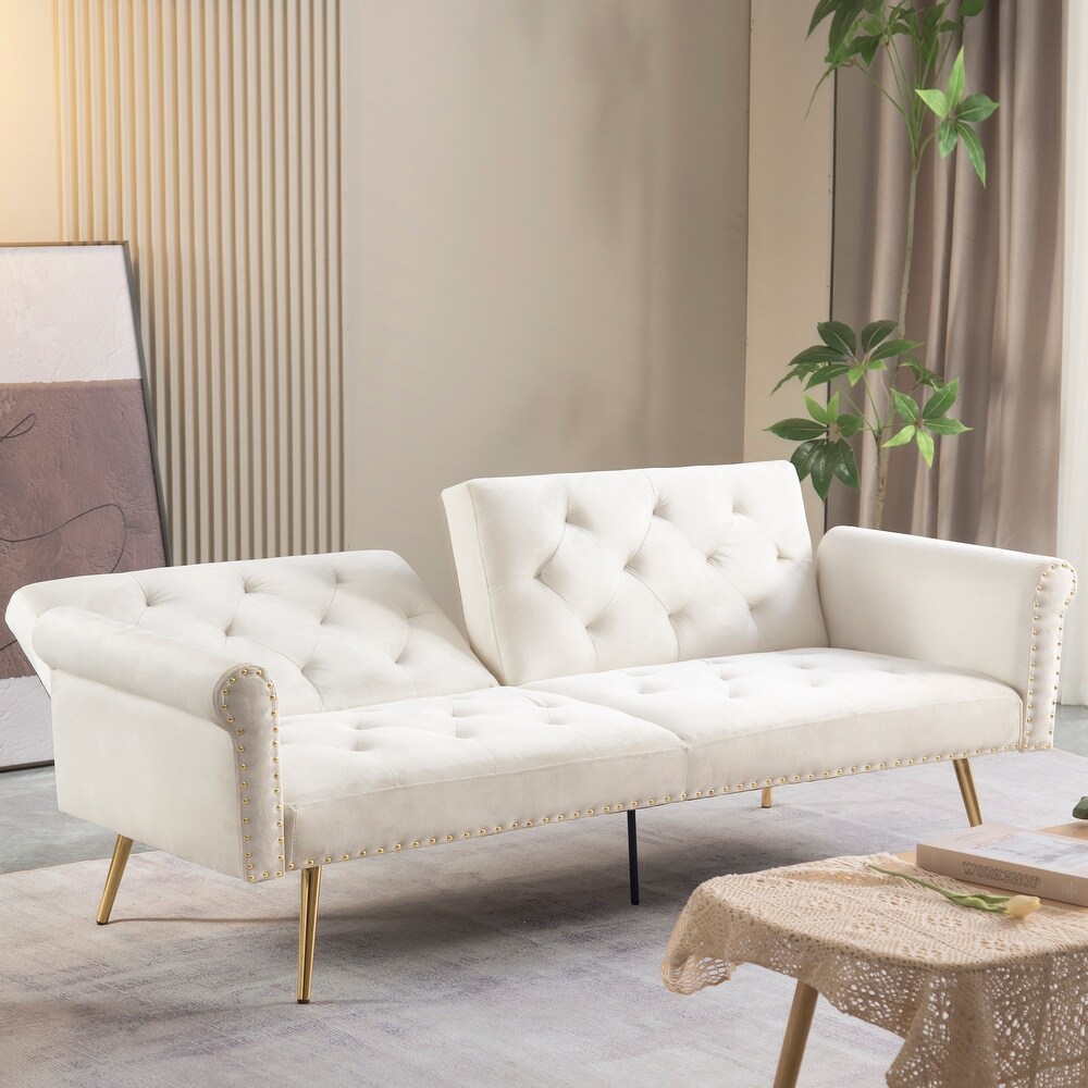 Modern Velvet Upholstered Sleeper Sofa