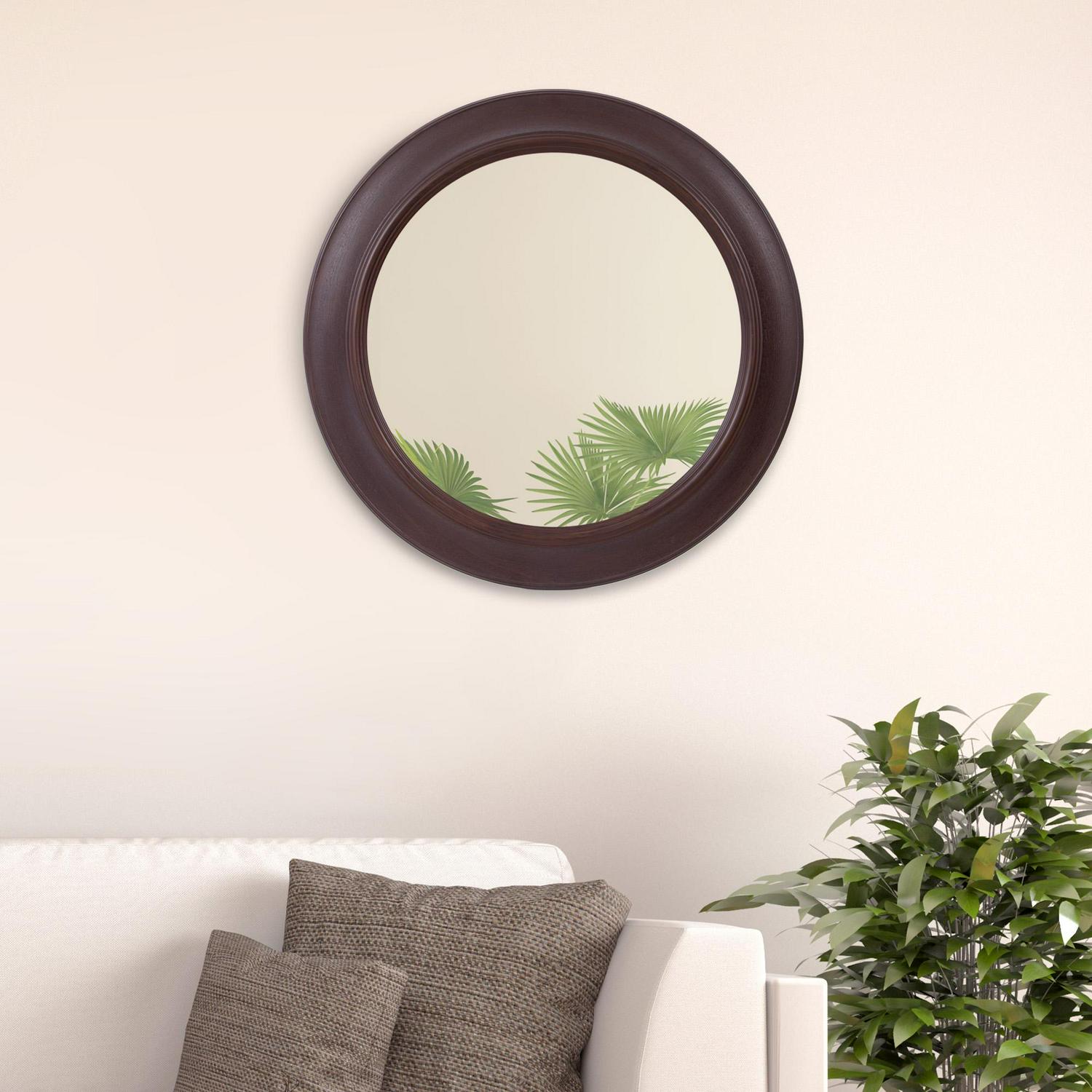 Bronze Woodgrain Round Mirror 30 x30  by Patton Wall Decor  Crowdfused