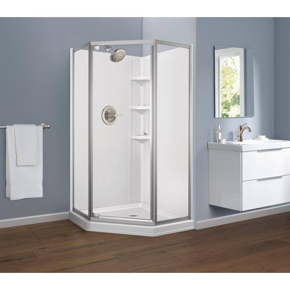 Delta Foundations 38 in. W x 74 in. H Neo-Angle Pivot Framed Corner Shower Enclosure in Chrome B99912-3838-PC