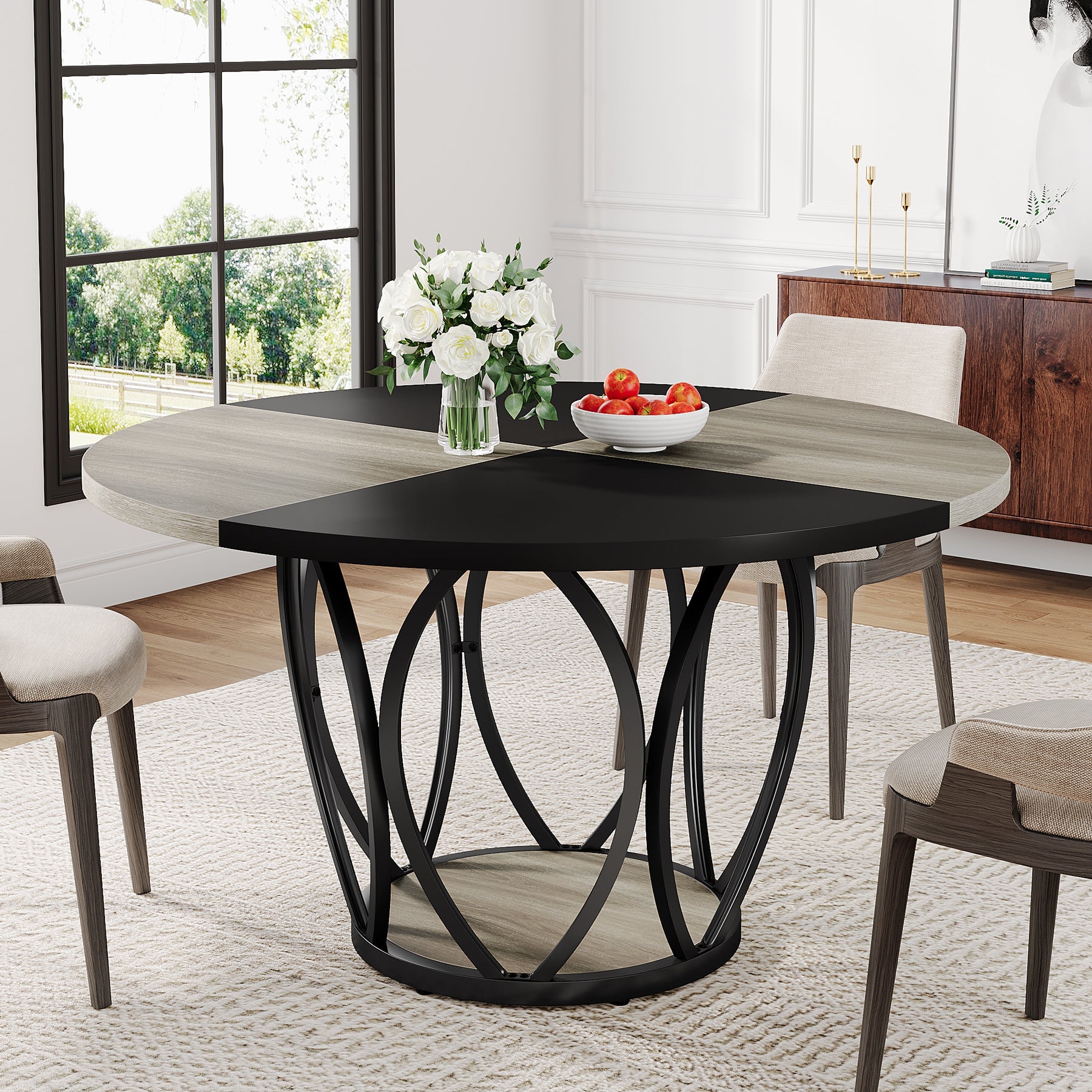 47 Dining Table, Round Kitchen Table for 4-6