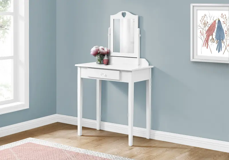 Sarah Kids White Vanity with Mirror