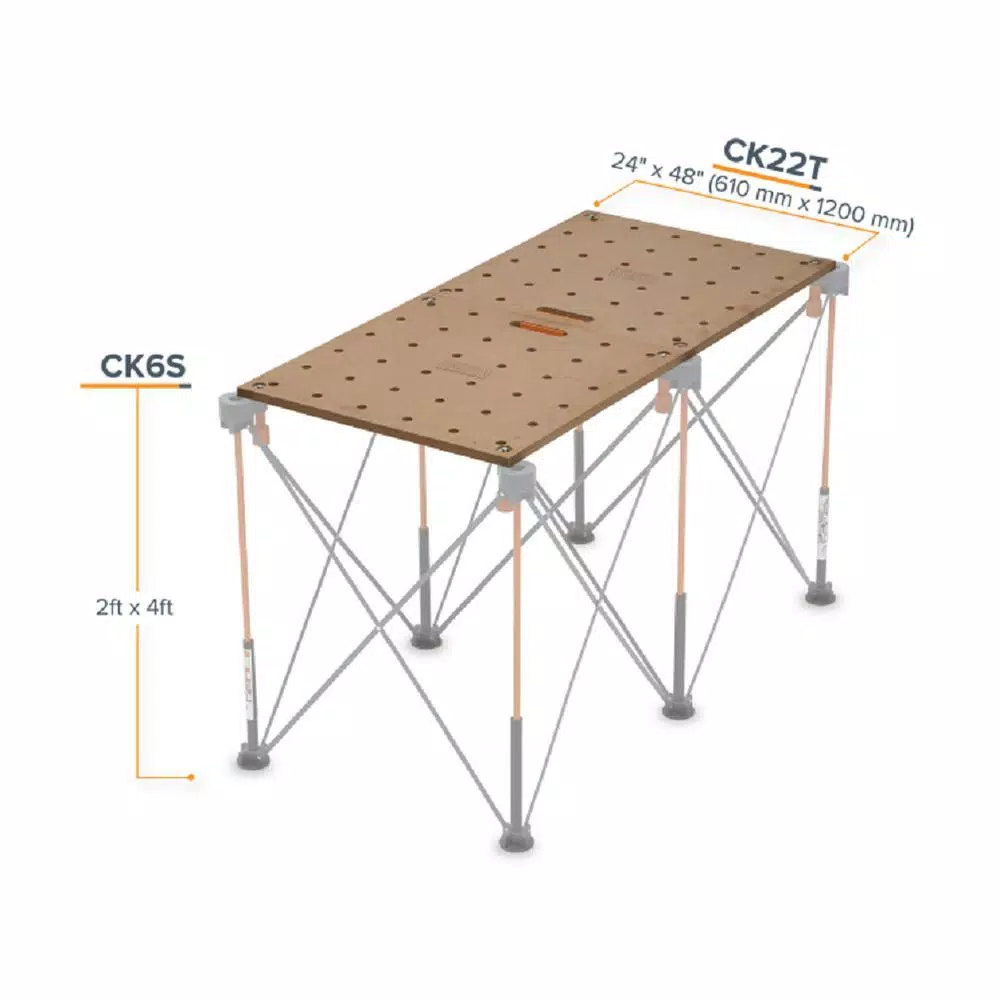 BORA Centipede 24 in. x 48 in. Workbench Top for Sawhorse with 3/4 in. Dog Holes and#8211; XDC Depot