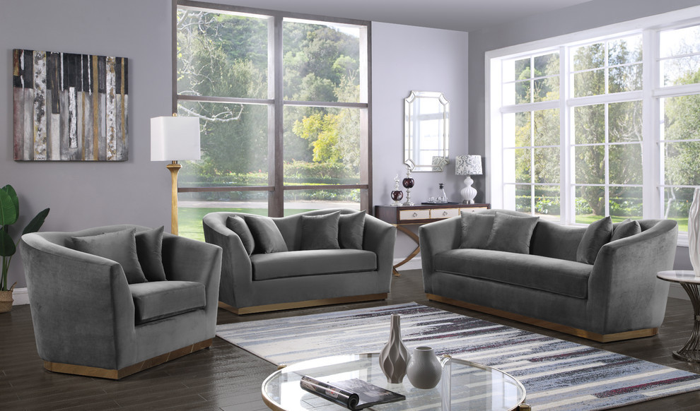 Arabella Velvet Upholstered Set   Contemporary   Armchairs And Accent Chairs   by Meridian Furniture  Houzz