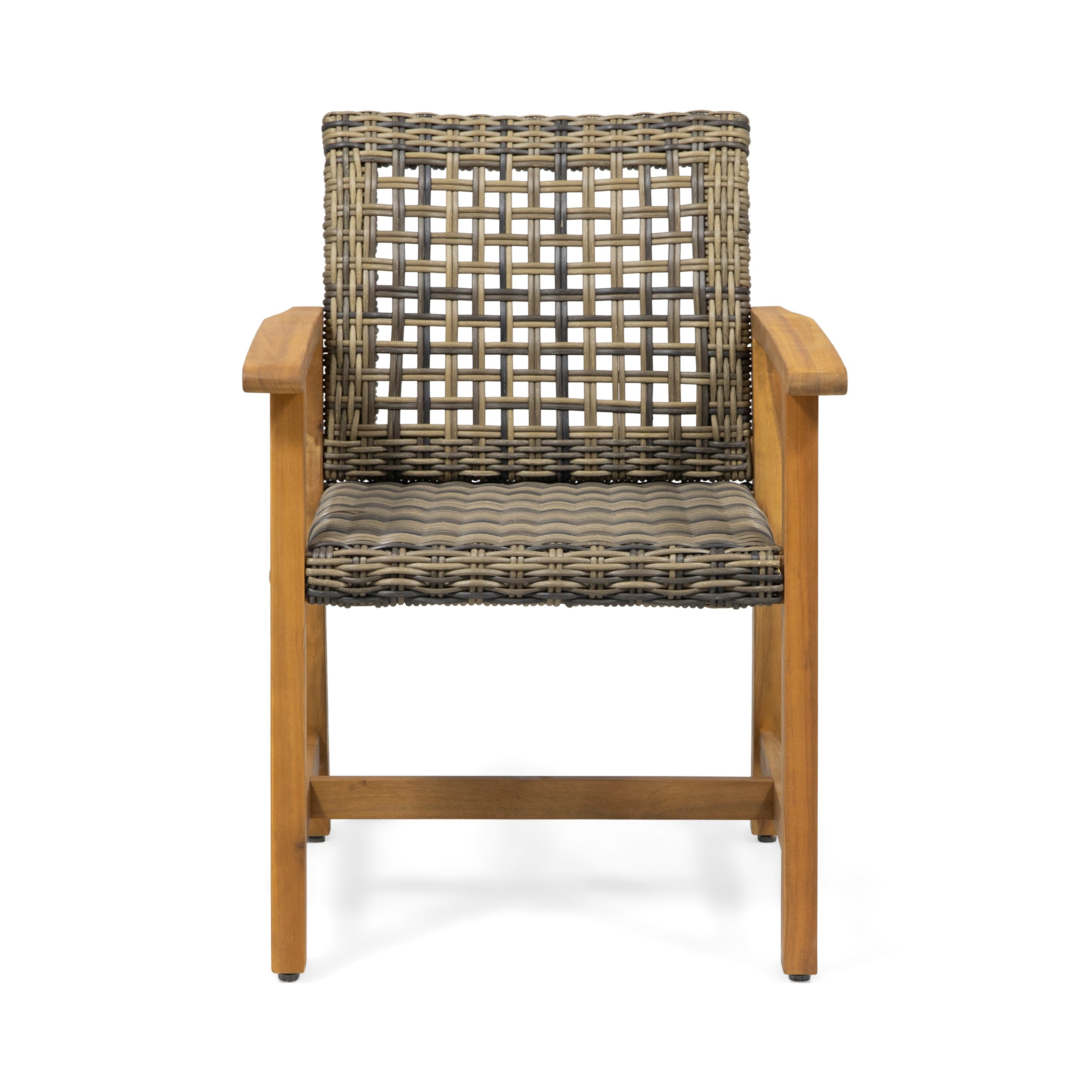 Alyssa Outdoor Acacia Wood and Wicker Dining Chair (Set of 2)