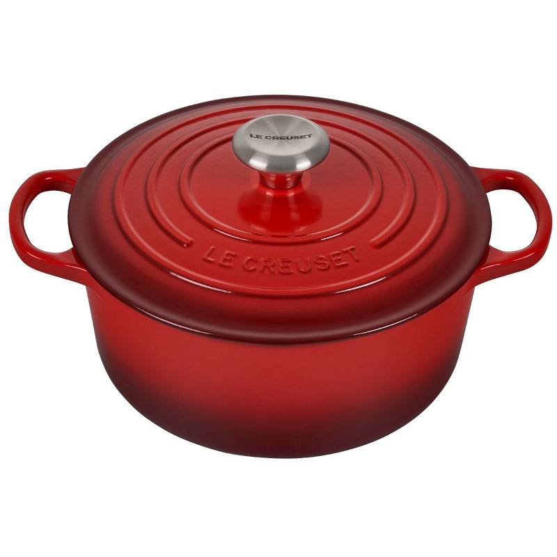 10-Piece Signature Cookware Set with Stainless Steel Knobs - Cerise/Cherry Red | Le Creuset