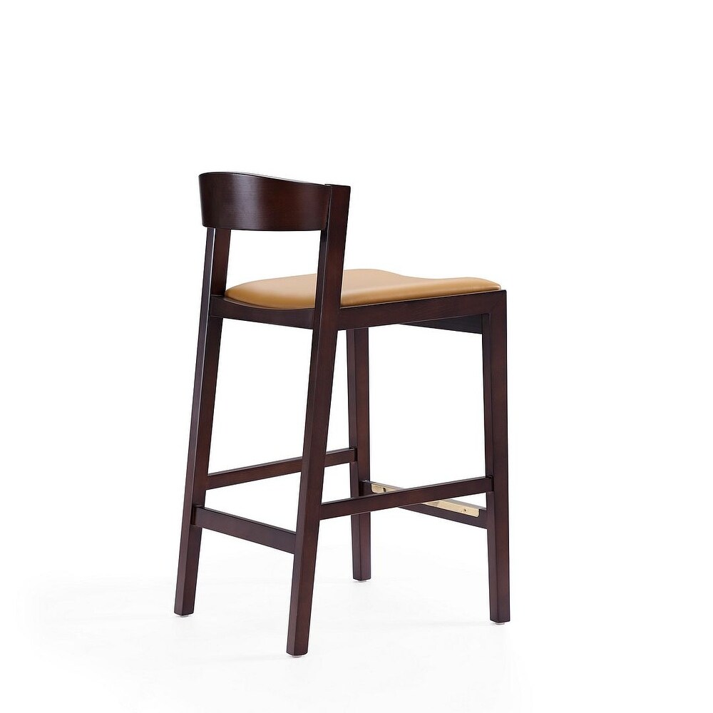 Manhattan Comfort Klismos 36.75 in. Dark Walnut Beech Wood Counter Height Bar Stool