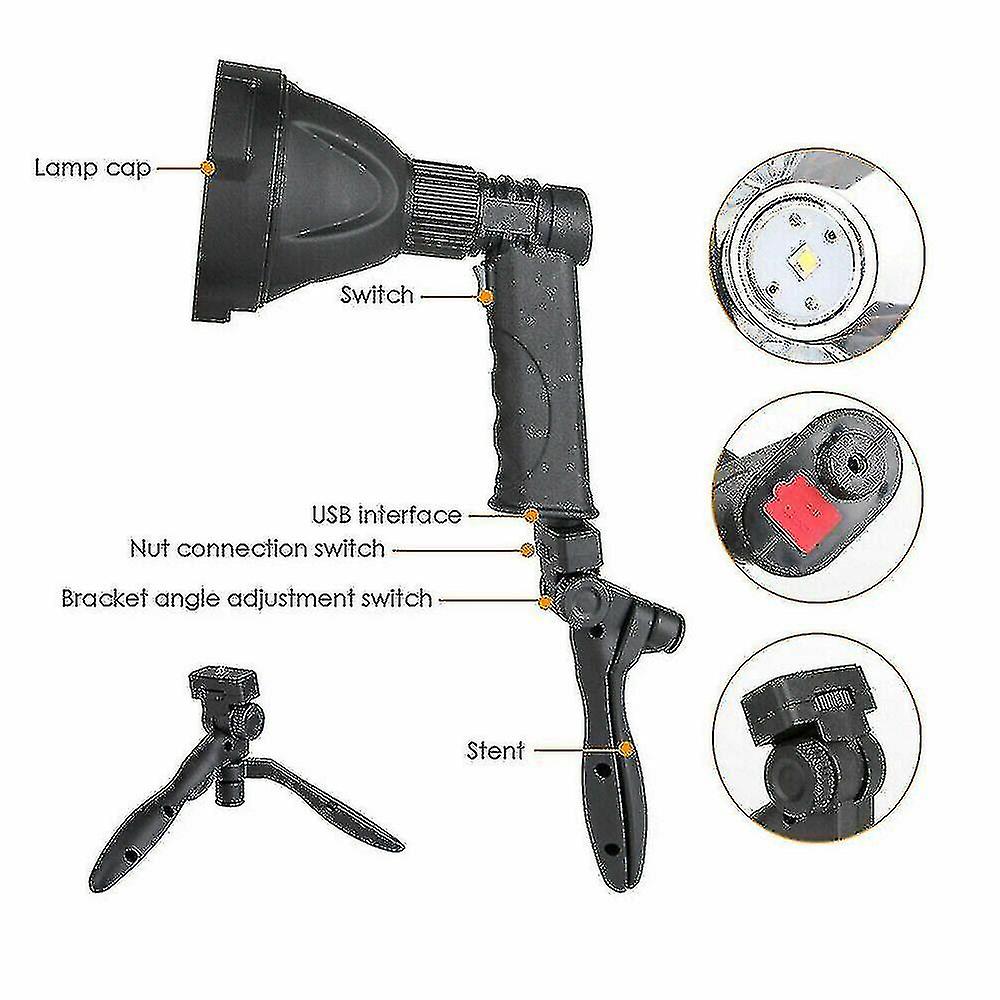 Miman Led Hand Held Spotlight Usb Rechargeable Camping Hunting Flashlight