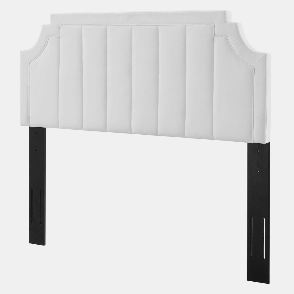 Deltona White Velvet Upholstered King/California King Size Headboard