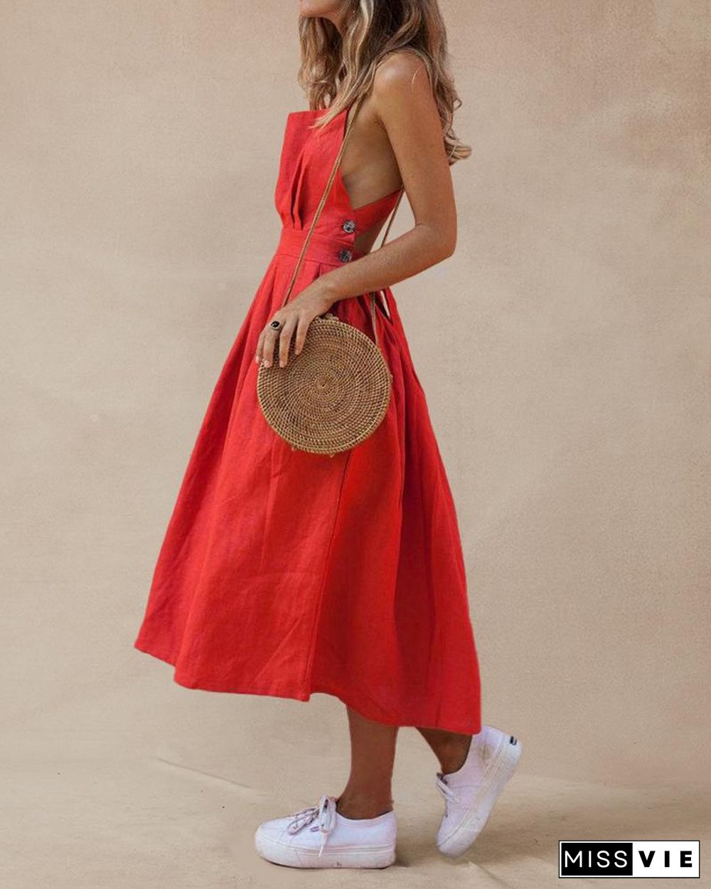 Backless Lace Up Summer Dress