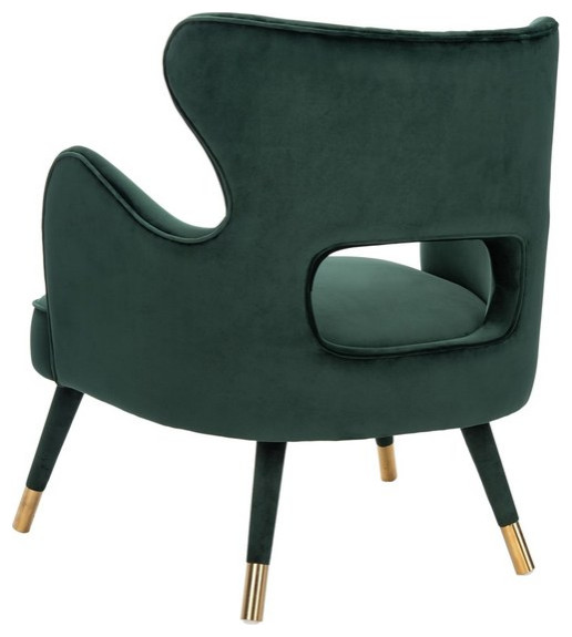 Blair Wingback Accent Chair Forest Green/Gold Safavieh   Midcentury   Armchairs And Accent Chairs   by HedgeApple  Houzz