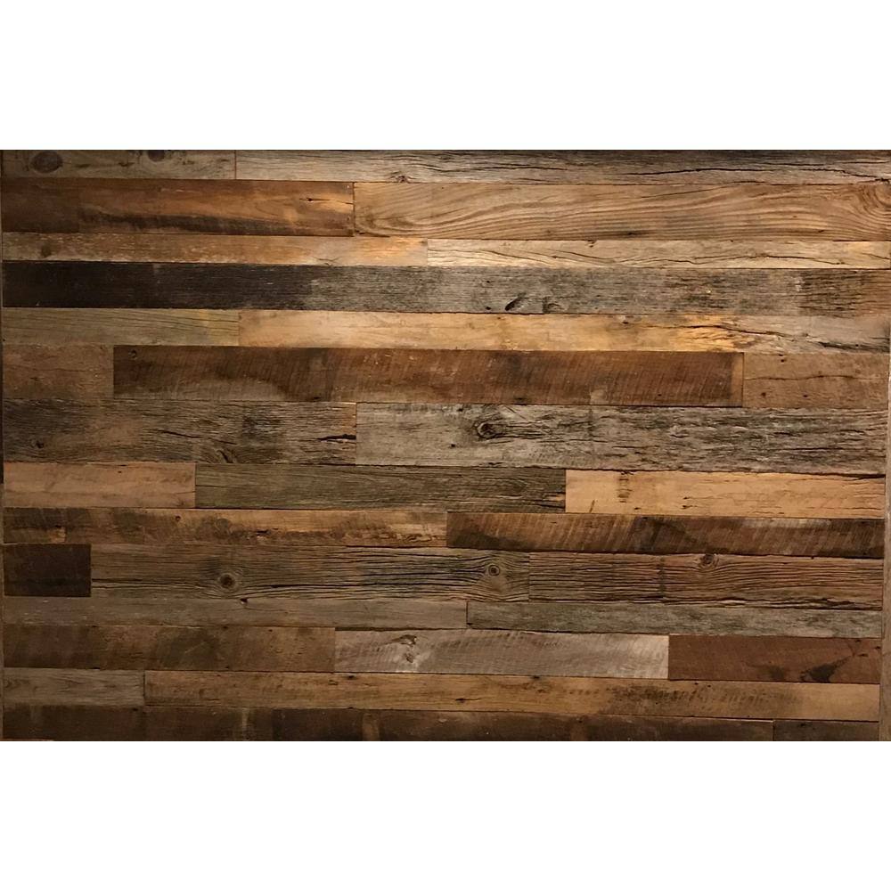 Vintage Timber 38 in. x 4 ft. Random Width 3 in. - 5 in. 10.59 sq. ft. BrownGrey Barnwood Planks Decorative Wall Panel 2101