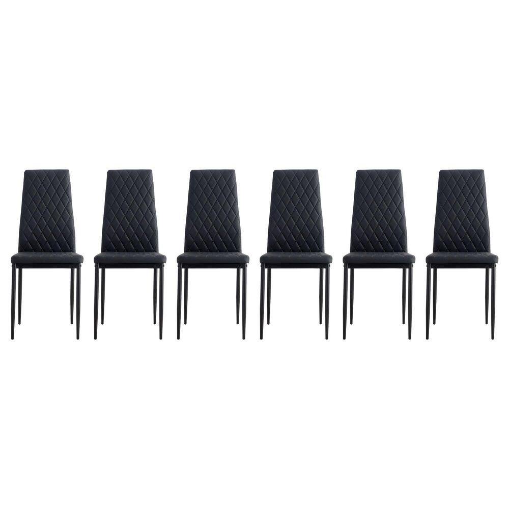 Angel Sar Black PU Leather Upholstered Dining Chairs Set of 6 for Living Room Modern Dining Room Chairs AD000225