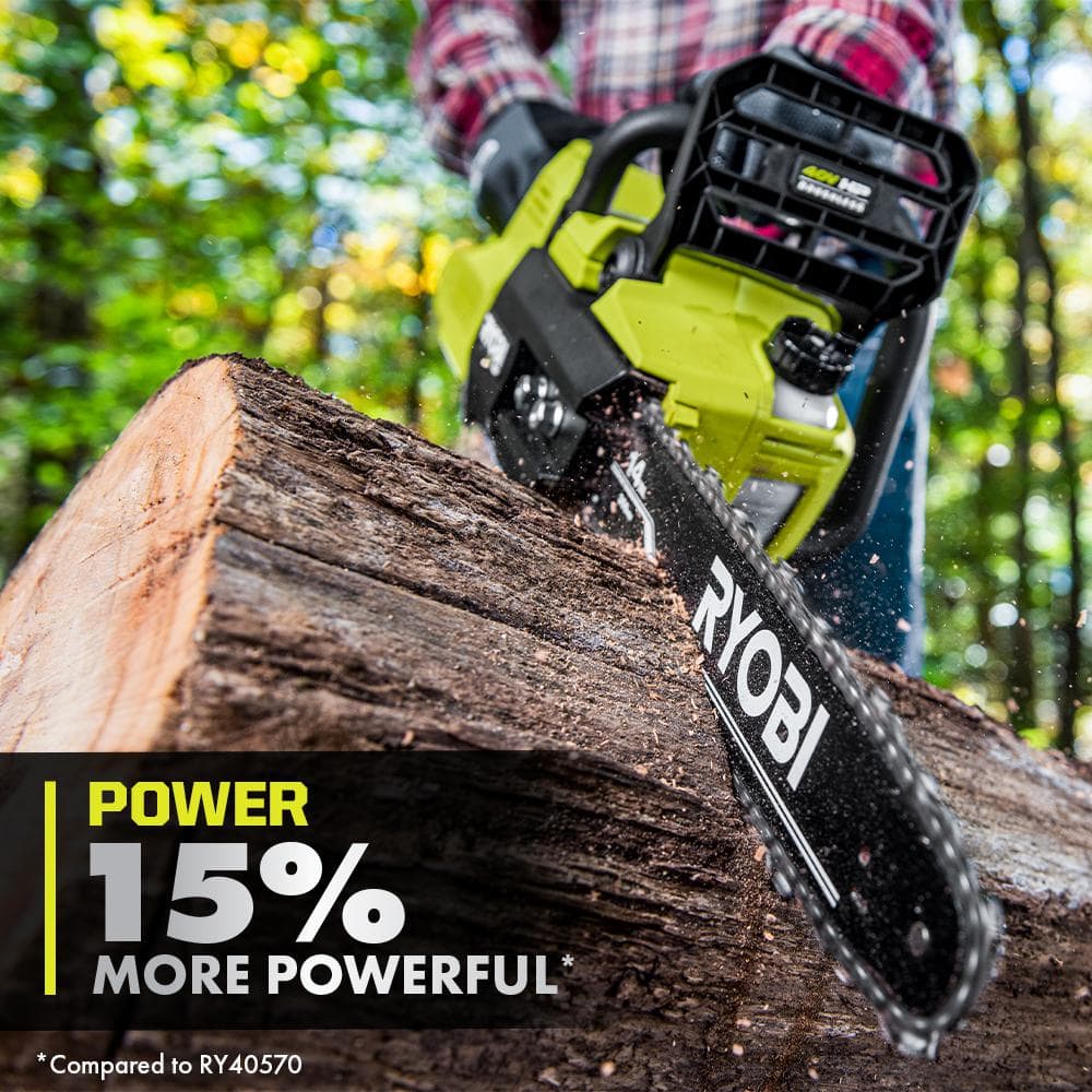 RYOBI 40V HP Brushless 14 in. Battery Chainsaw with 4.0 Ah Battery and Charger RY405100