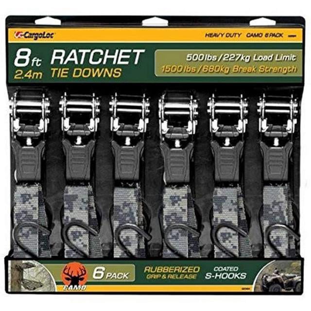 CargoLoc Ratchet Tie Downs 32584 6 Pc. 8' x 1，500 lbs - S - DIGITAL CAMO