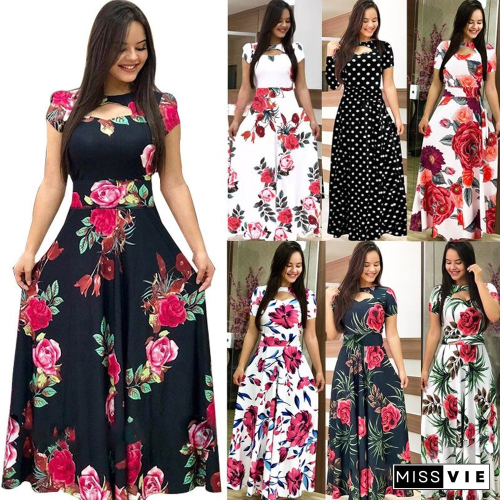 Digital Print Ashion Style Large Skirt Dress Vestido Feminino Vintage Bodycon Maxi Dresses For Women Sexy Dress