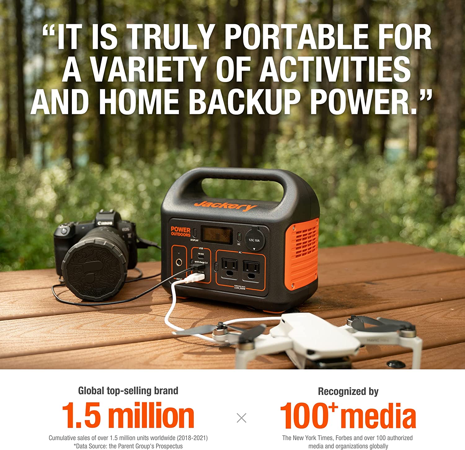 Jackery Portable Power Station Explorer 300， 293Wh Backup Lithium Battery， 110V/300W Pure Sine Wave AC Outlet， Solar Generator