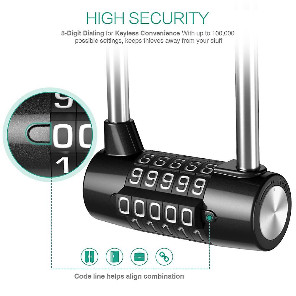 5 Digit Combination Lock Waterproof Security Padlock Outdoor Safety Gym Door Lock Lengthened Shackle Lock