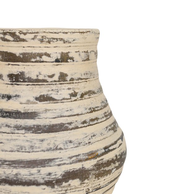 Distressed Ribbed Bud Vase Cream Terracotta By Foreside Home amp Garden