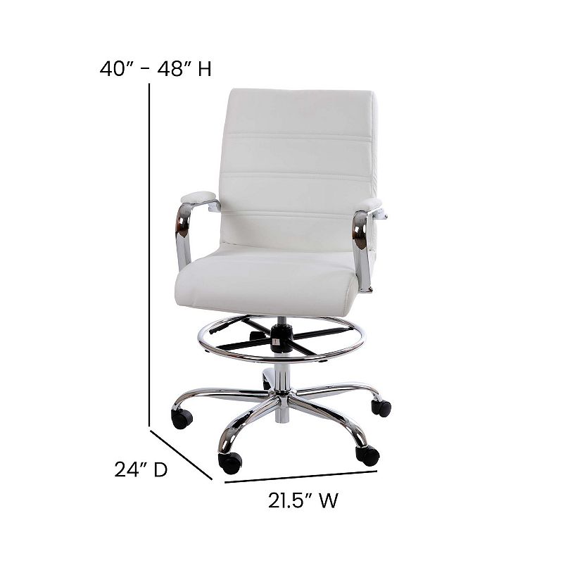 Flash Furniture Whitney White Drafting Desk Chair