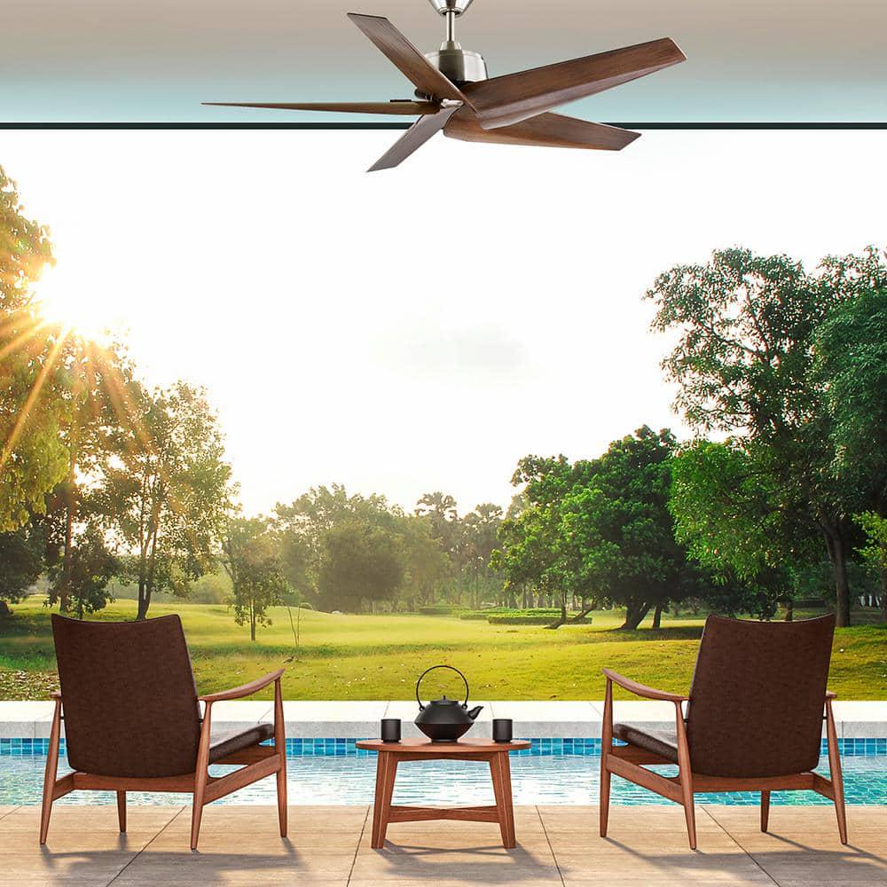 Home Decorators Collection Feldner 60 in IndoorCovered Outdoor Brushed Nickel Smart Ceiling Fan with Remote Control Powered by Hubspace