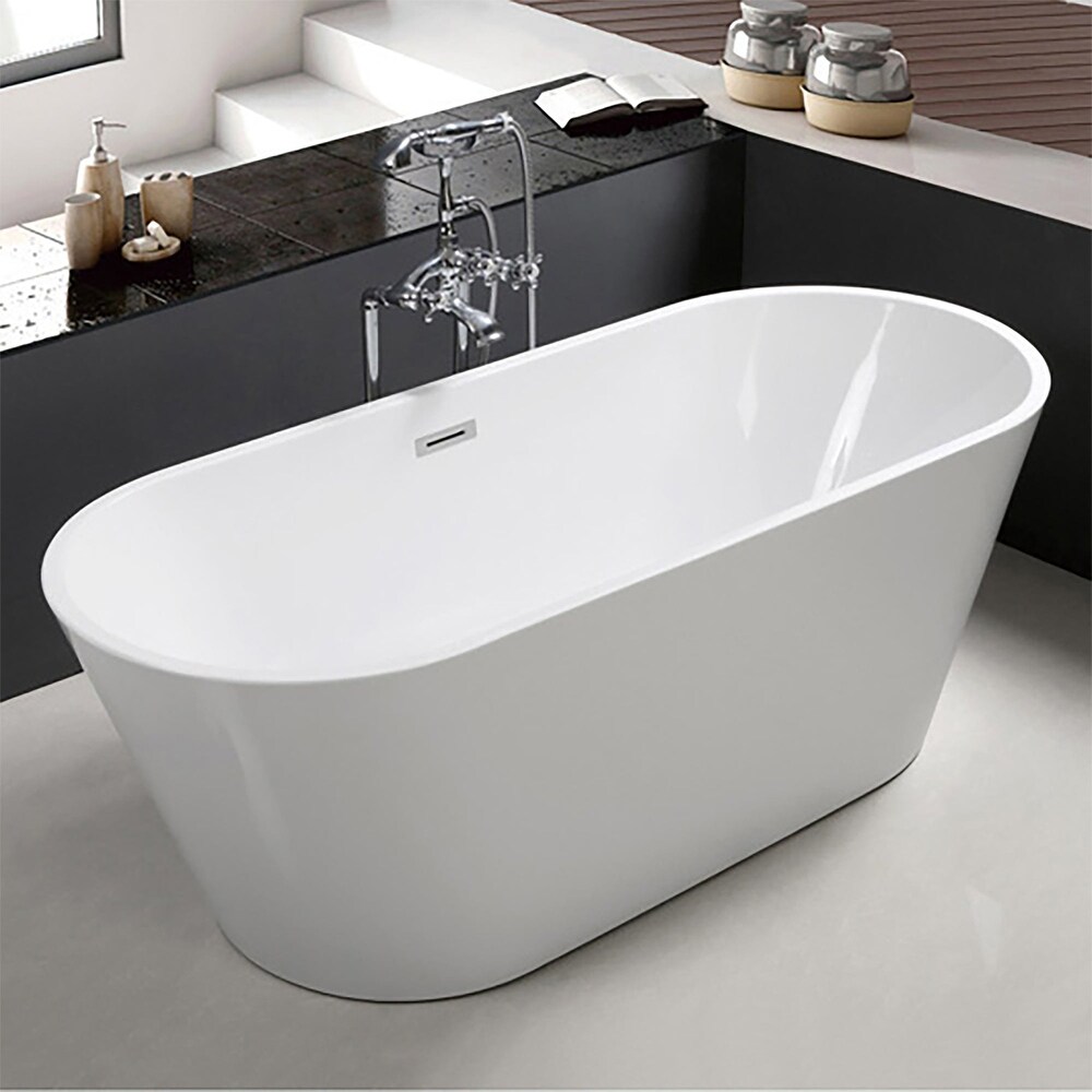 Acrylic Freestanding Soaking Bathtub in Gloss White