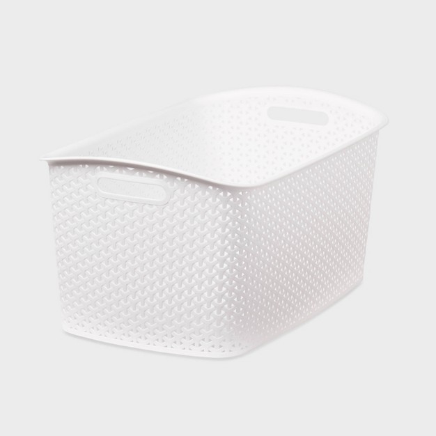 Y weave Jumbo Decorative Storage Basket White