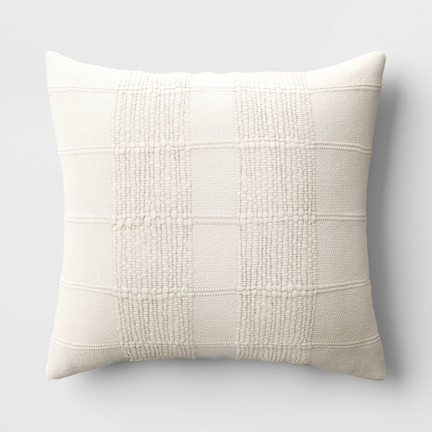 Textural Solid Square Throw Pillow Off white