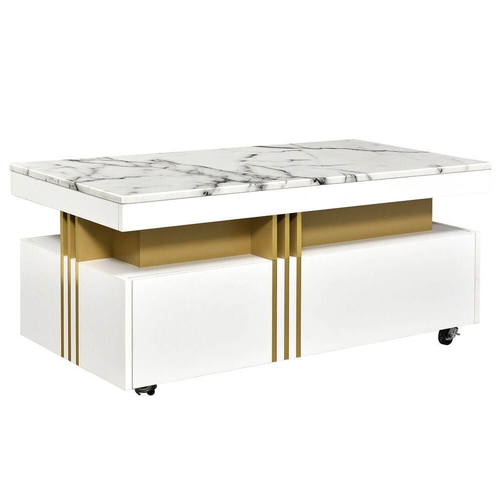 Contemporary Coffee Table with Faux Marble Top