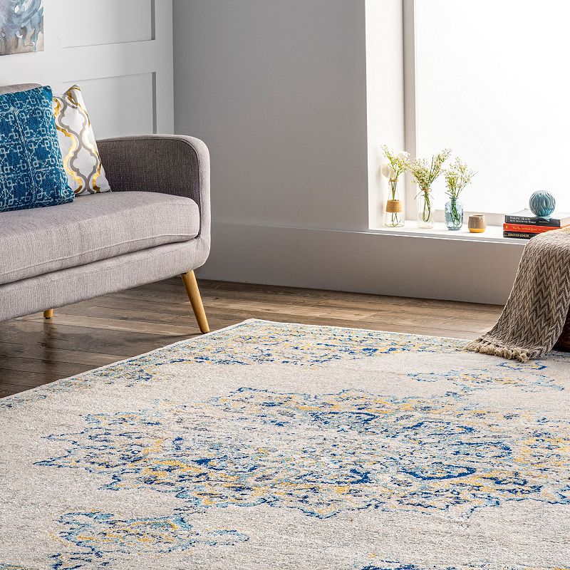 nuLOOM Sunny Wildflower Framed Medallion Rug