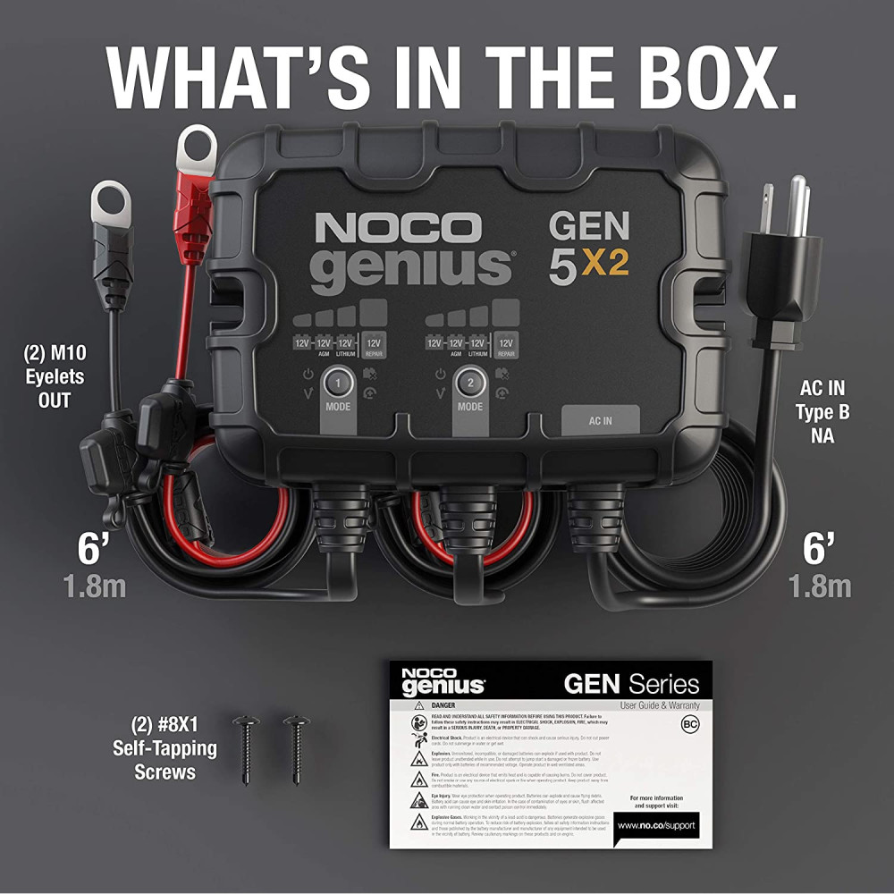 Noco Battery Charger 12V 2 Bank 10A On Board ;