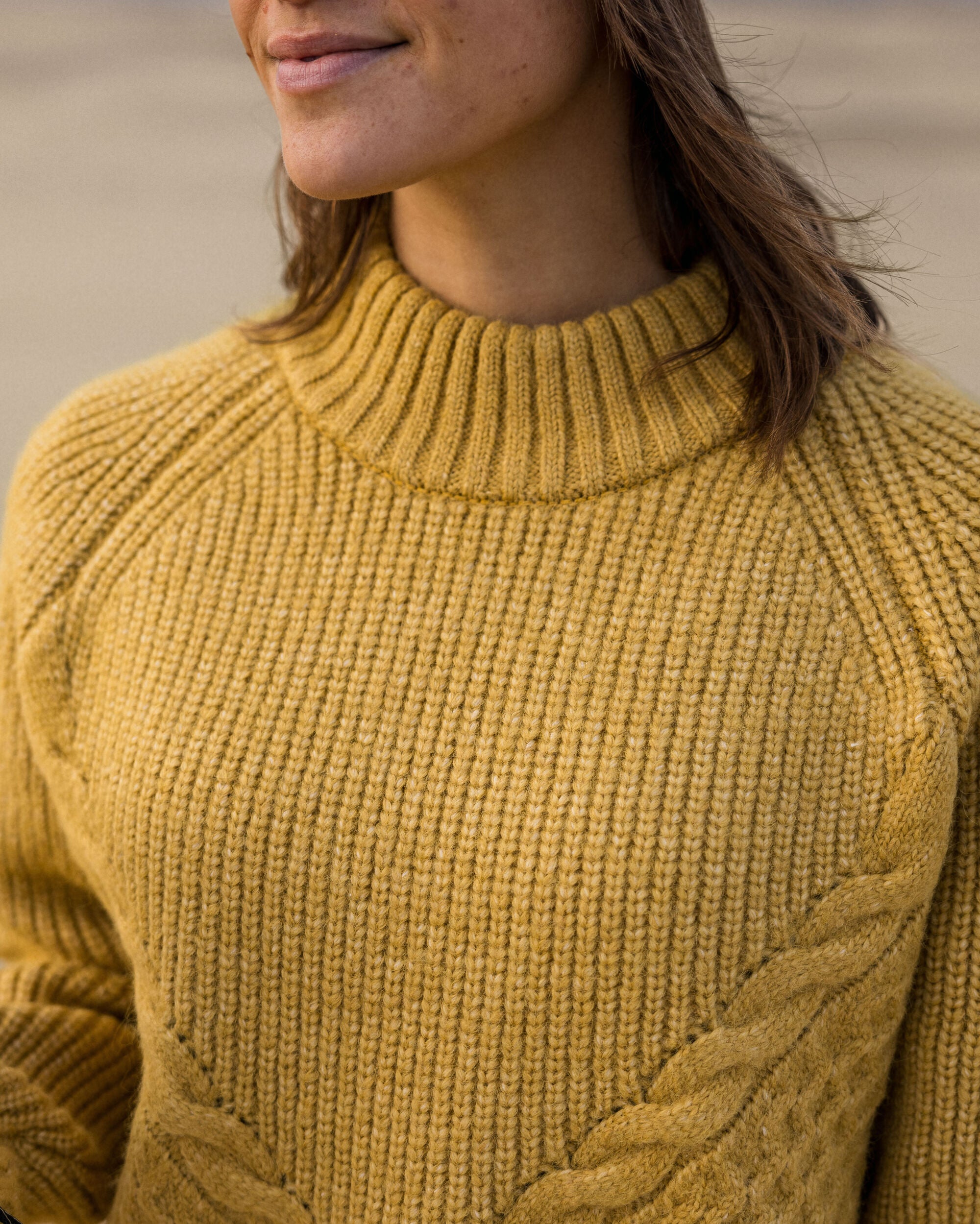 Cozy Cable Recycled Knitted Jumper - Mustard Gold