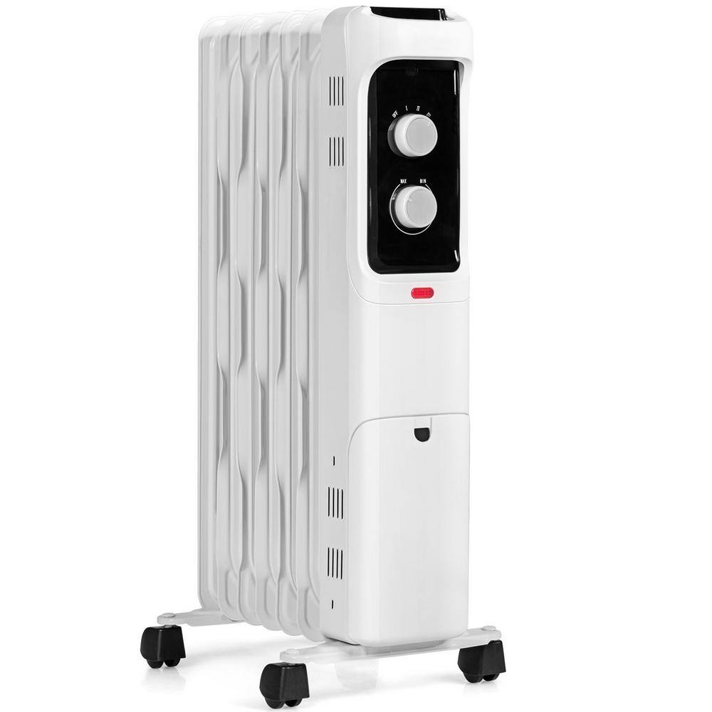 Gymax 1500-Watt Electric Oil Filled Radiator Heater Space Settings White Heater with 3 Heat GYM06347