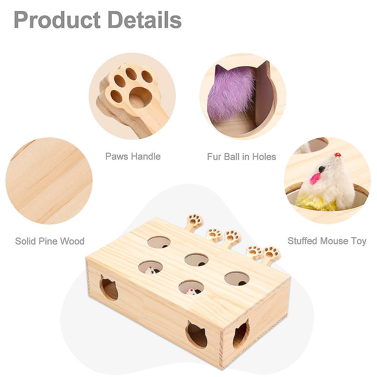 Interactive solid wood cat toys