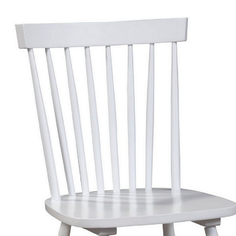 Ray 18 Inch Dining Side Chair， Rubberwood， Windsor Back， Set of 2， White