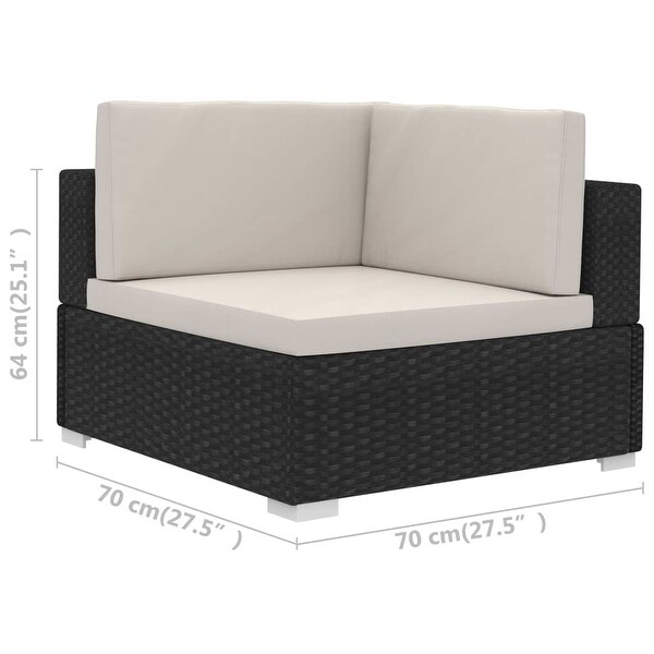 vidaXL 4 Piece Patio Sofa Set with Cushions Poly Rattan Black