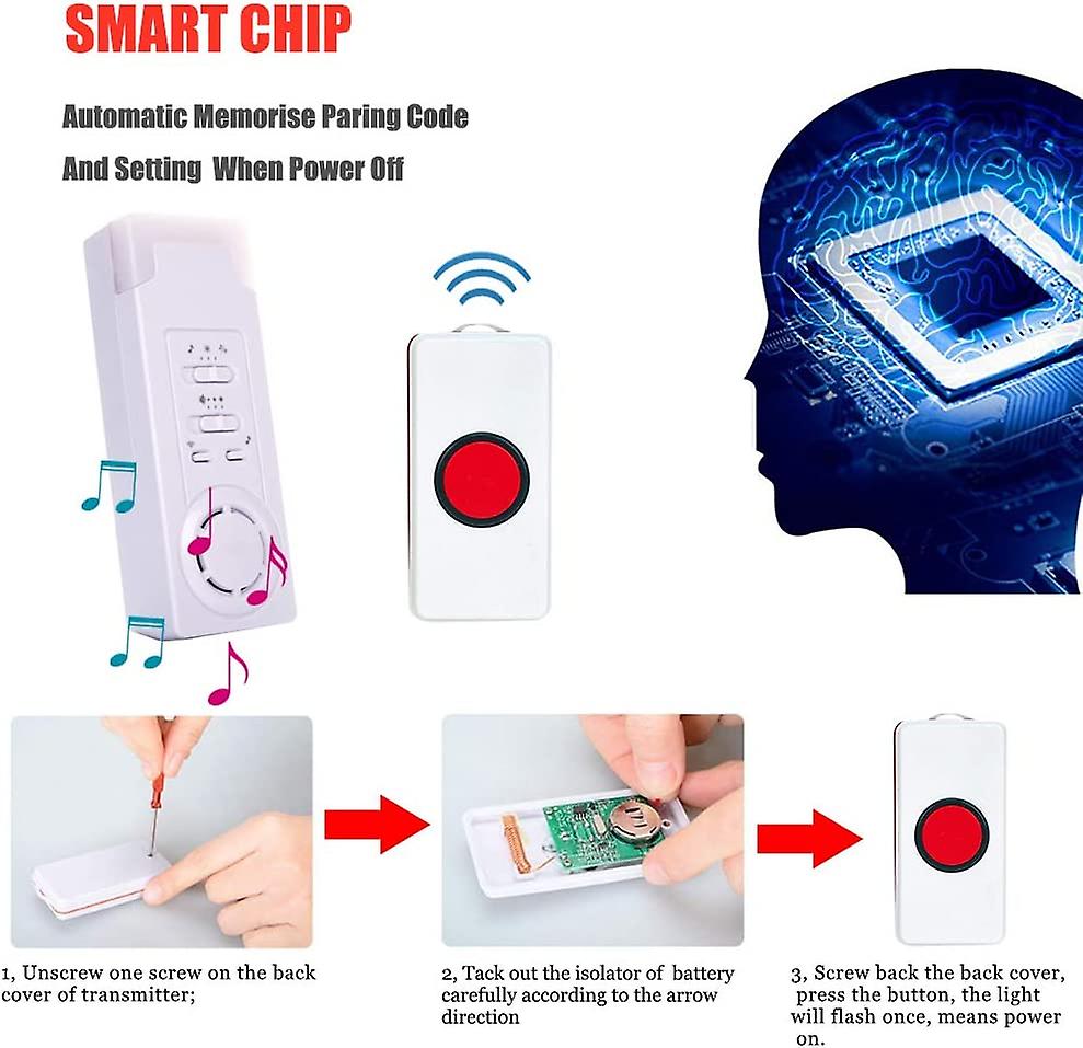 Home Alert Wireless Alarm Patient Elderly Personal Alarm System And Emergency Call Button Pager Alarm (1 In 1)