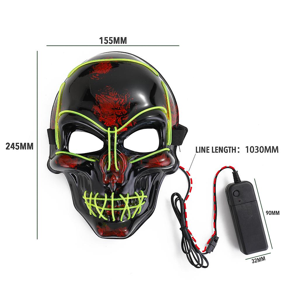 Light Up Led Skeleton Skull Mask Halloweenholiday Light Costume Accessory Scary Frighten Party Mask White