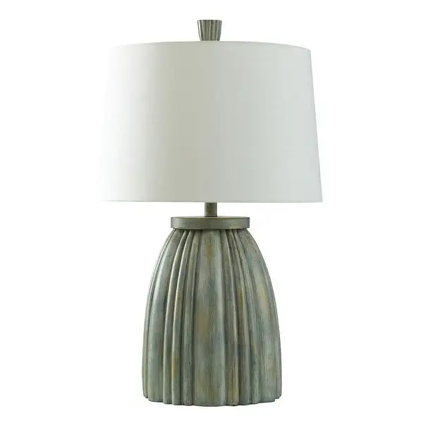 Hot Springs Table Lamp - Washed Green Stone Ribbed Base