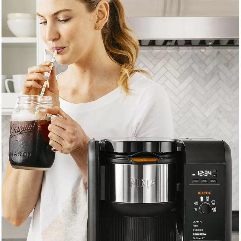 Ninja CP301 Hot and Cold Brewed System Auto-iQ Tea and Coffee Maker with 6 Brew Sizes， 5 Brew Styles， Frother， Coffee and Tea Baskets with Glass Carafe