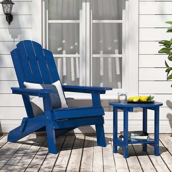 WINSOON 2-Piece All Weather HIPS Outdoor Folding Adirondack Chair and Table set - Overstock - 35569811