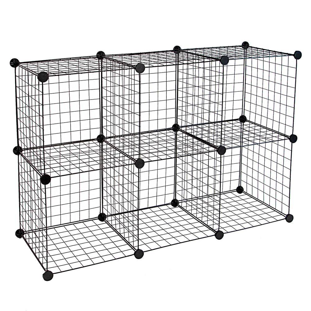 MOUNT-IT! 1 Gal. Wire Storage Cubes 6-Cube Metal Grid Organizer WI-4012