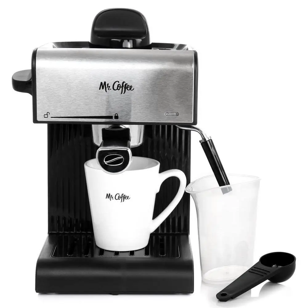 Mr. Coffee 2.5-Cup Black Drip Coffee Maker Steam Espresso Machine Cappuccino and Latte 985118230M