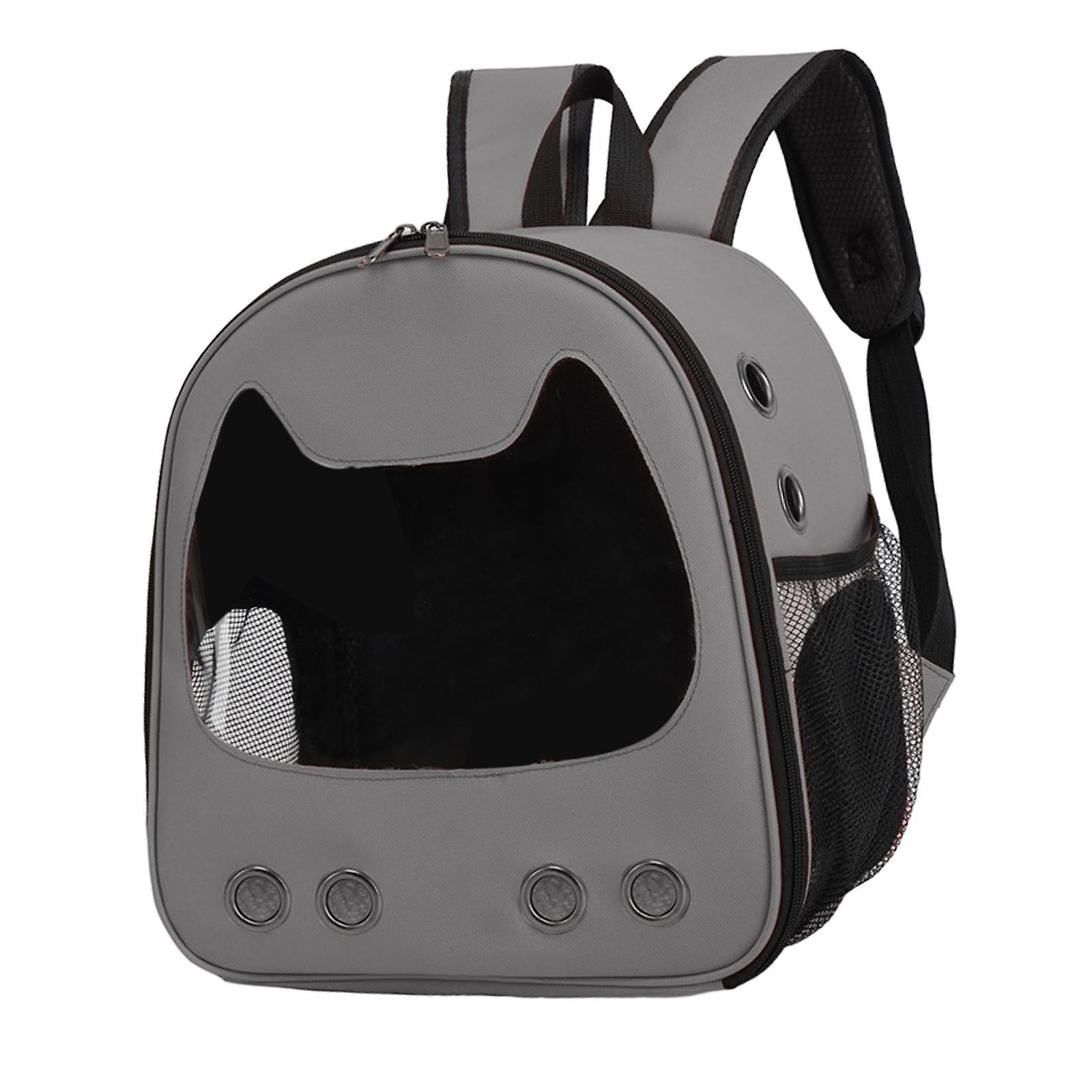 Pet Carrier With Side Pocket Cat Backpack For Traveling Hiking Fishing Gray