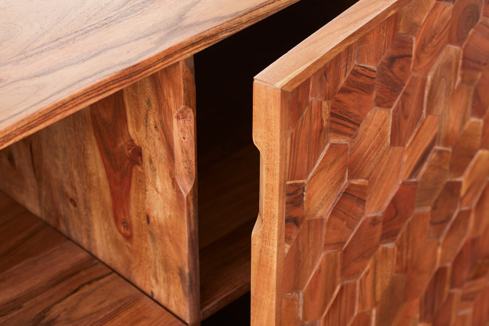 Hive Solid Hardwood 66 quotTV Unit  Natural Finish   Midcentury   Entertainment Centers And Tv Stands   by Oak Idea Corporation  Houzz