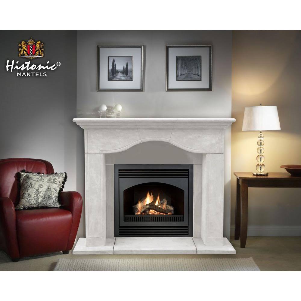 Historic Mantels Chateau Series Marissa 52 in. x 62 in. Cast Stone Mantel CM14004