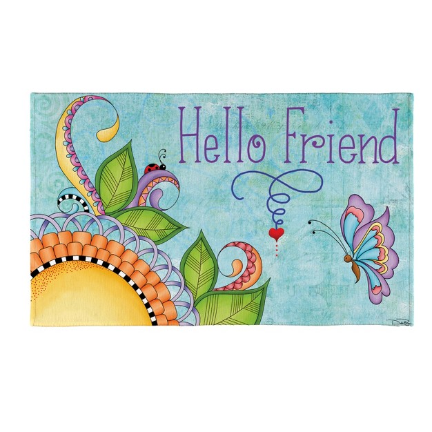 Evergreen Hello Friend Washable Indoor Outdoor Mat Indoor And Outdoor Home Decor