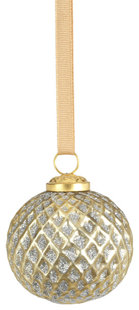 Beehive Gold With Silver Glitter Ball Ornaments  Set of 6   Christmas Ornaments   by Zodax  Houzz