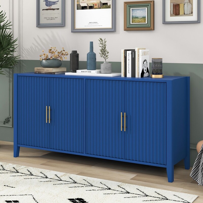 Storage Cabinet  Modern Accent Buffet Cabinet  Free Standing Sideboard and Buffet Storage with Metal Handles for Living Room