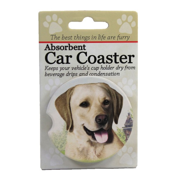 E amp S Pet Car Coaster Yellow Labrador Car Coaster One Car Coaster 2 5 Inches Absorbant 23120 Sandstone Multicolored