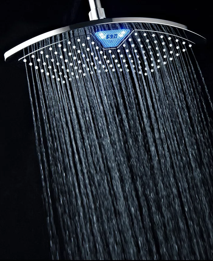 DreamSpa AquaFan 12-inch Rainfall LED Shower Head with Color-Changing LED LCD Temperature Display